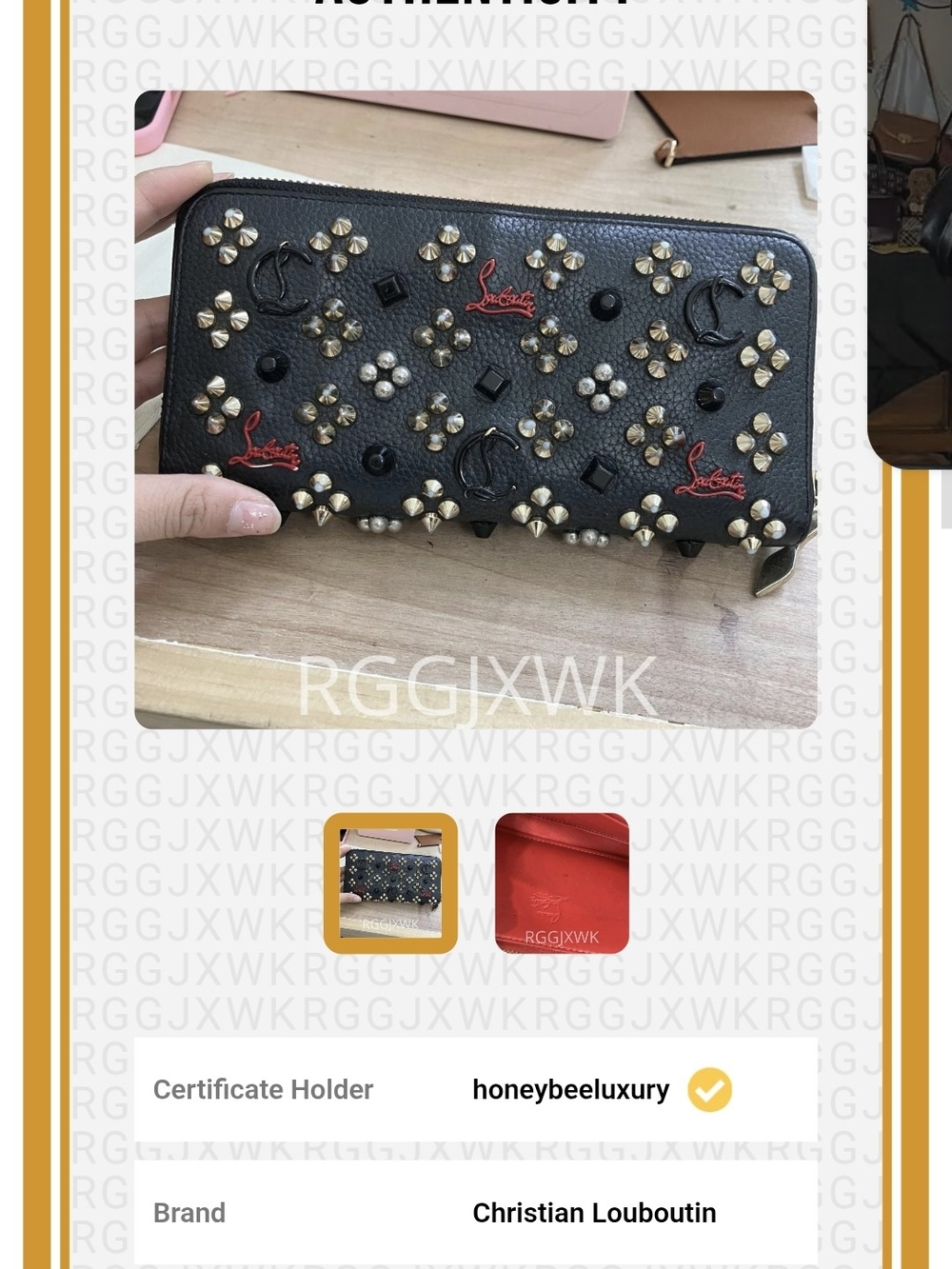 Christian Louboutin Black Studded Zip Wallet